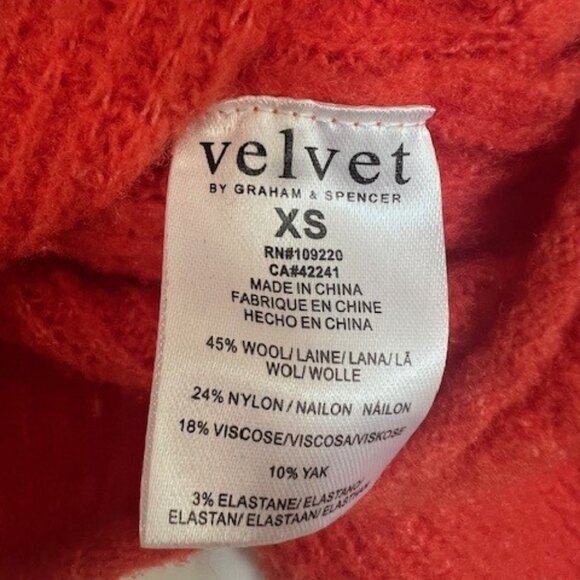 Velvet by Graham & Spencer Mia Wool-Blend Cardigan in Coral - Size XS - Picture 7 of 9